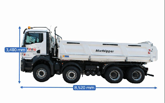 Abmessungen des MAN TGS 35.480 8x4 Kipper