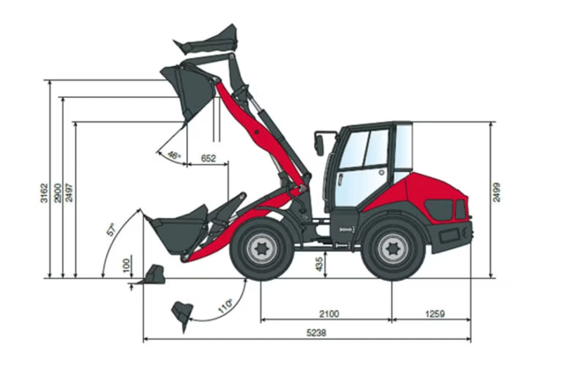 Maße des Yanmar V7 HW Radlader