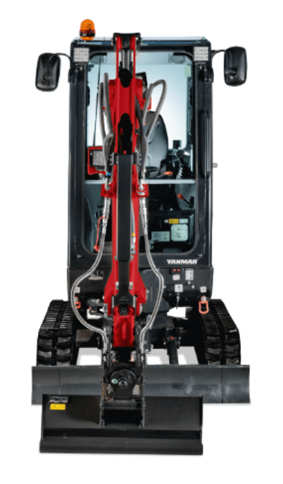 Vordere Ansicht des SV19VT Minibaggers von Yanmar