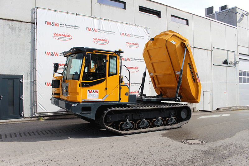 Der Bergmann C 912 Rundkipper Kettendumper überzeugt durch seine hohe Nutzlast und eignet sich ideal für den effizienten Materialtransport auf anspruchsvollen Baustellen.