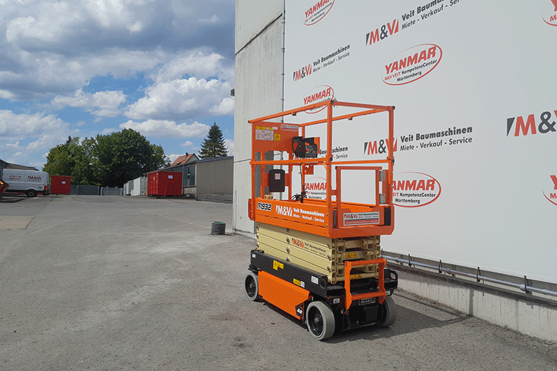 JLG 1932R Elektro-Scherenbühne zur Miete, geeignet für Wartungs- und Montagearbeiten im Innenbereich