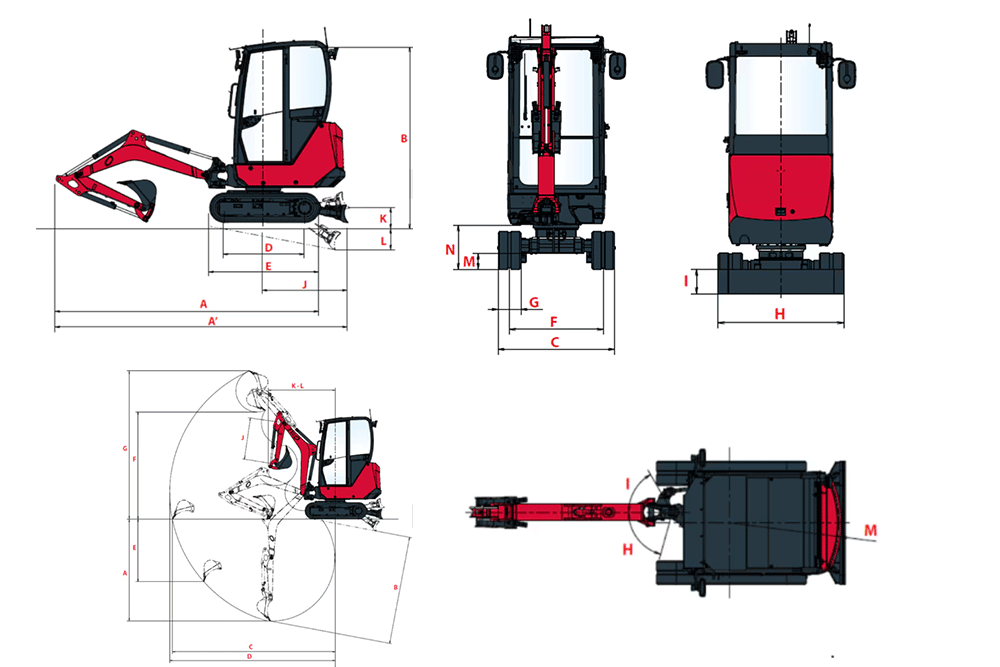 Yanmar SV15VT Abmessungen 