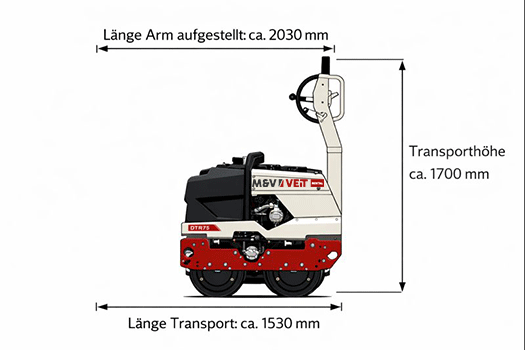 Abmessungen Dynapac DTR 75 Handwalze
