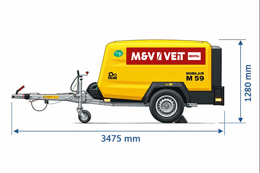 Maßangaben Kaeser Mobilair Kompressor M 59 PE