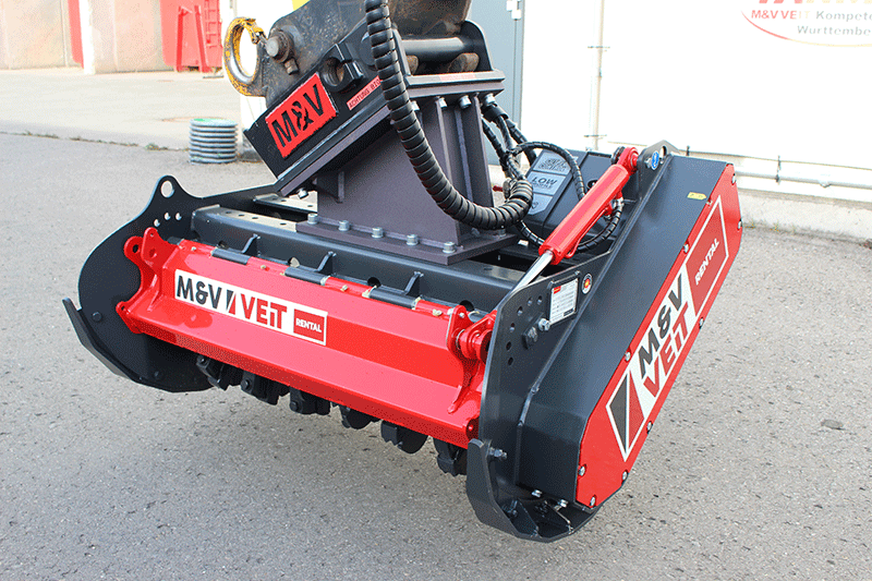 Mini BMS 105 Mulcher zur Miete bei M&V Veit – kompakter Anbau-Mulcher für effiziente Arbeiten auf der Baustelle