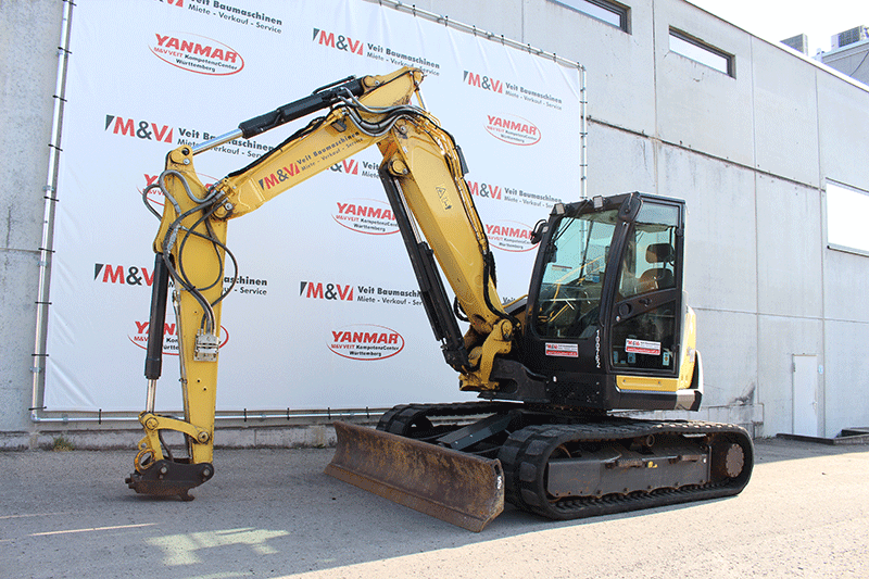 Yanmar SV 100-2PB Midibagger mieten – robuster Kurzheckbagger für Erdarbeiten, Tiefbau und professionelle Baustelleneinsätze