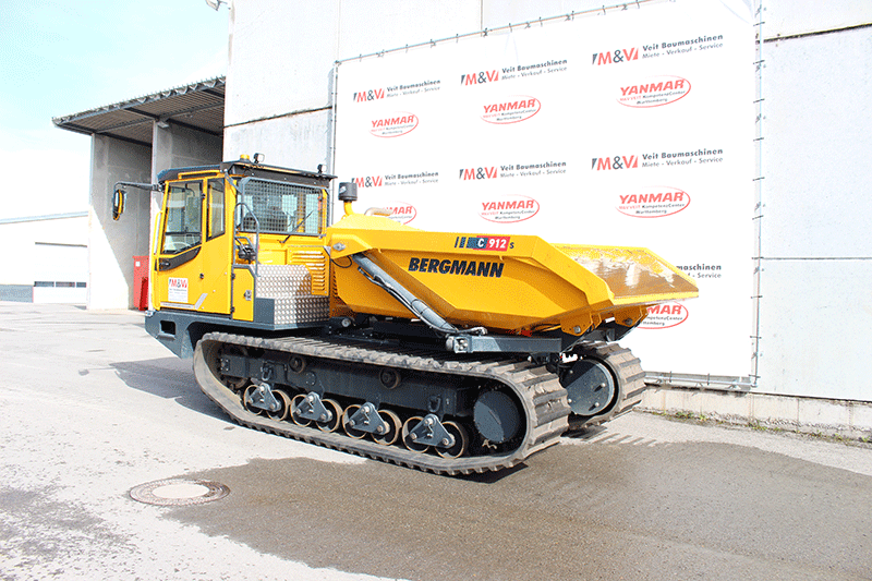 Der Bergmann C 912 Rundkipper Kettendumper als starker und zuverlässiger Partner für anspruchsvolle Transportaufgaben auf der Baustelle.