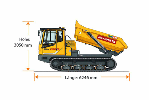 Eine technische Zeichnung des Bergmann C912s Kettendumpers