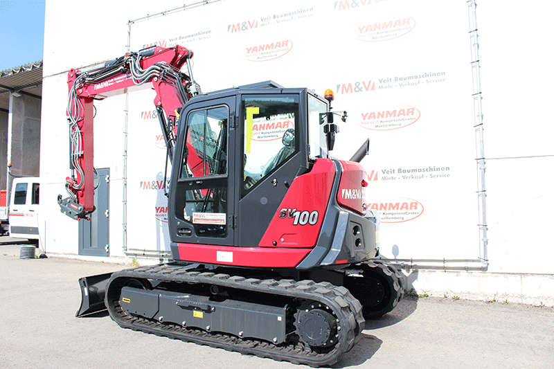 Yanmar SV100-7 2PB Bagger mit Verstellausleger und OQ 45 in Stuttgart mieten
