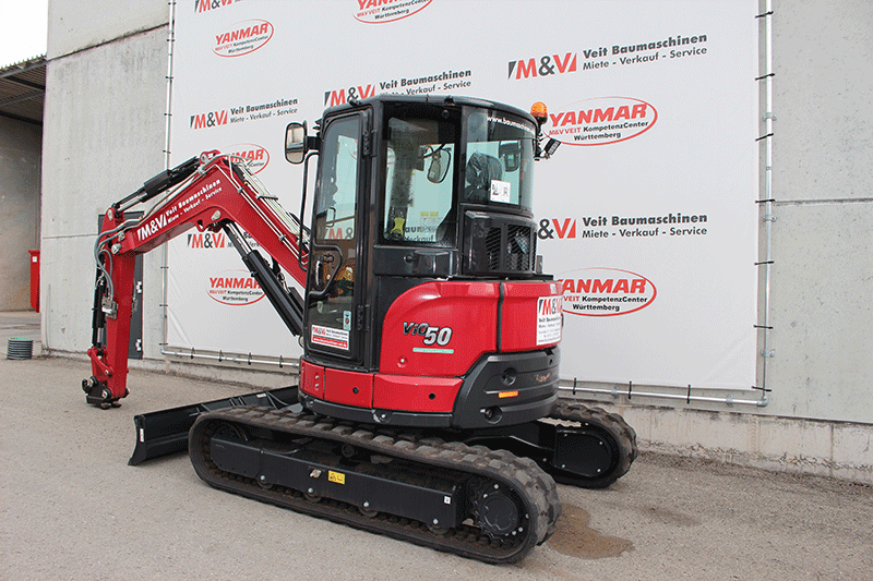 Yanmar Vio 50-6B Minibagger mieten für Erdarbeiten, Galabau und Baustellen auf engem Raum – zuverlässig, kompakt und leistungsstark
