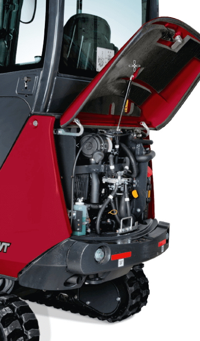 Rechte Ansicht des SV19VT Minibaggers von Yanmar