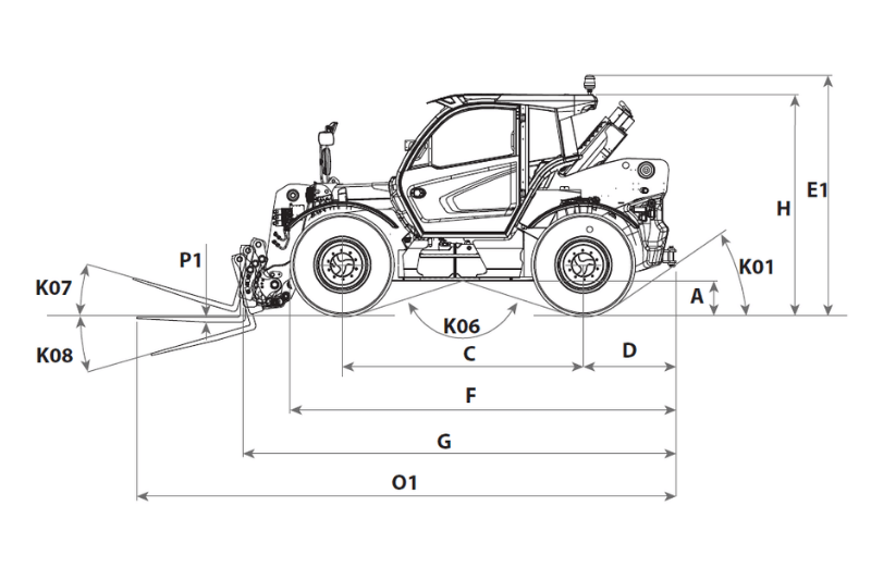 Abmessungen des Teleskopladers Agri Max 60.9 von Dieci