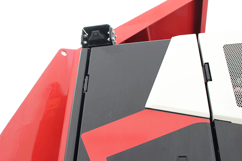 Seitenkamera-Übersicht des PowerBully 12 D Kettendumpers – verbesserte Sicht auf den Seitenbereich für mehr Sicherheit und Kontrolle im Baustelleneinsatz