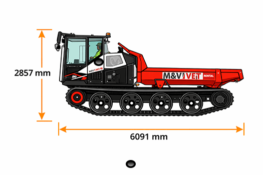 PowerBully 9D Kettendumper im Einsatz – robuster Raupendumper mit hoher Geländegängigkeit, ideal für Materialtransport auf anspruchsvollen Baustellen und im Gelände