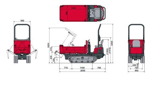 Abmessungen Yanmar C 12 Dumper