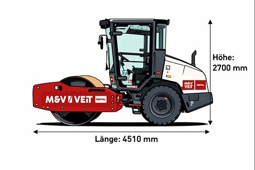 Maße des Dynapac CA 1400 D Walzenzugs