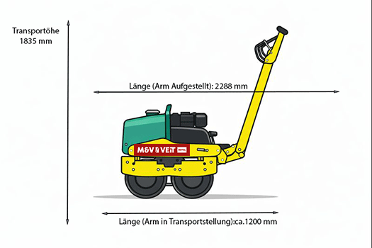 Abmessungen Ammann ARW 65 Handgeführte Walze