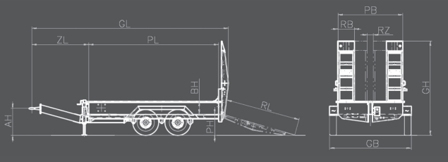 Abmessungen Fliegl TTS 89 Tandemtieflader