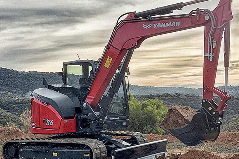 Yanmar SV 86-7 mit OQ 45 auf der Baustelle im Einsatz – leistungsstarker Minibagger für präzise Arbeiten unter realen Baustellenbedingungen