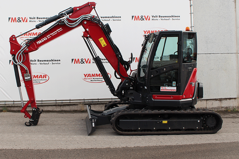 Seitenansicht Yanmar Vio 80-2PB Verstellausleger Bagger