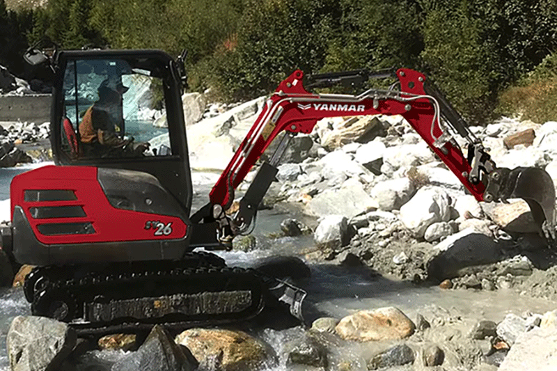 Yanmar SV26 Minibagger im Einsatz bei Erdarbeiten – kompakter und leistungsstarker Minibagger für Baustellen sowie Garten- und Landschaftsbau